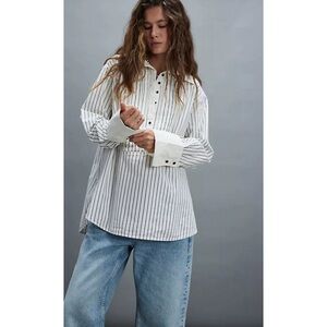 Free People We the Free After Hours stripe poplin tuxedo blouse